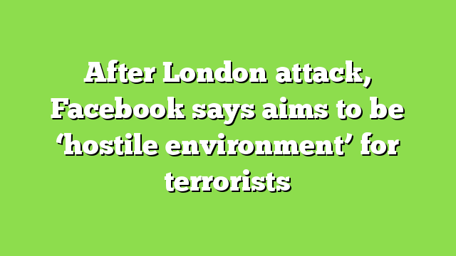 After London attack, Facebook says aims to be ‘hostile environment’ for terrorists