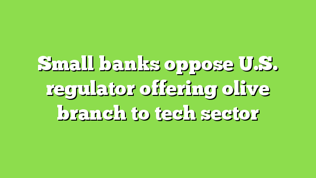Small banks oppose U.S. regulator offering olive branch to tech sector